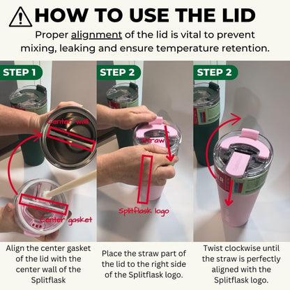 Splitflask Dual‑Chamber 30‑oz Travel Mug – Vacuum Insulated Stainless‑Steel Hot & Cold Tumbler, Leak‑Proof Lid, Cup‑Holder Friendly, BPA‑Free.