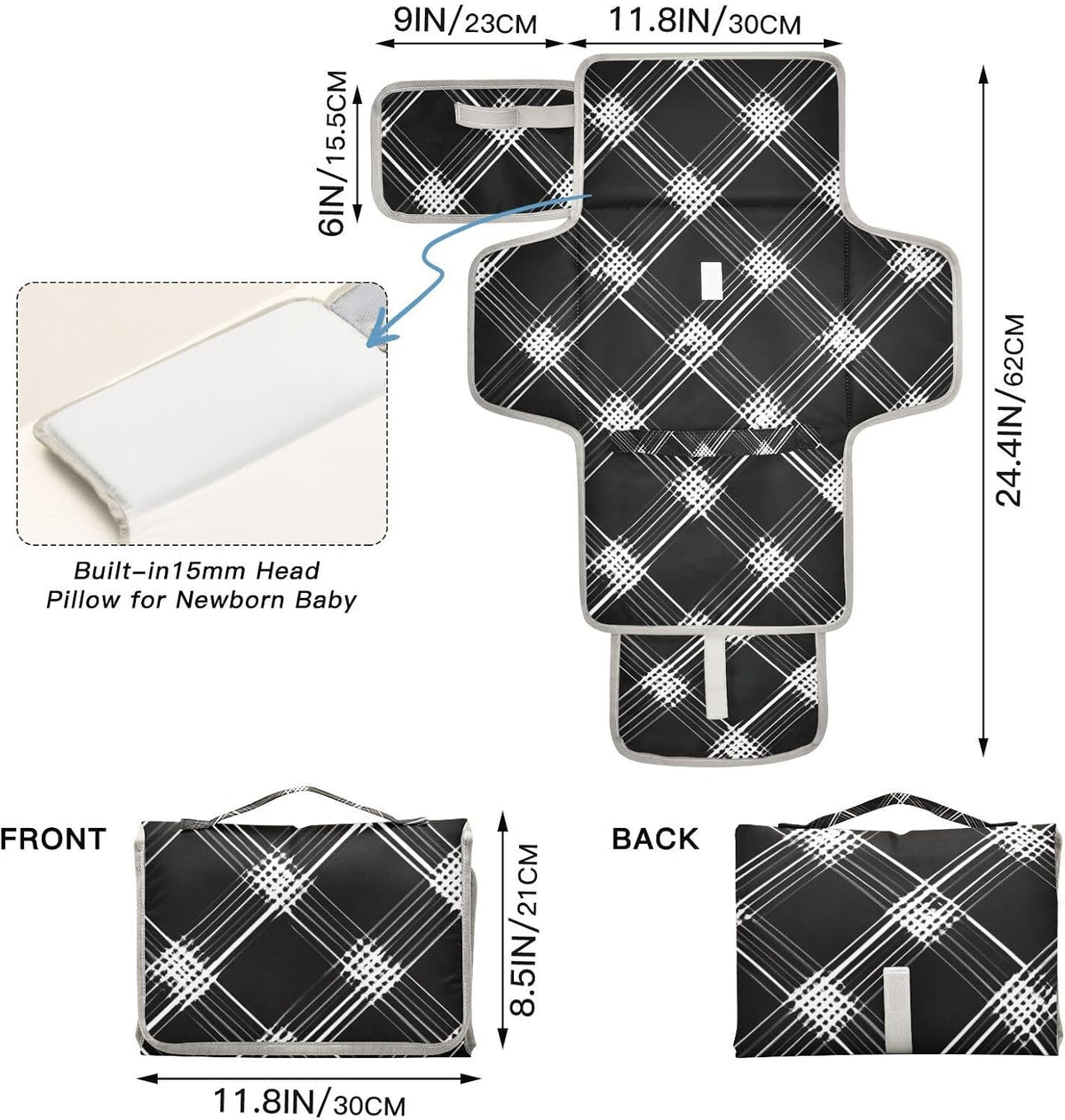 Portable Diaper Changing Pad Waterproof Foldable Travel Changing Mat with Built-in Pillow for Newborn Girls Boys Toddlers Moms Dads Parents Cherry Blossom - Colors A