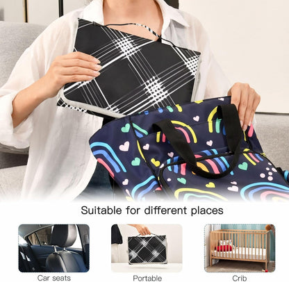Portable Diaper Changing Pad Waterproof Foldable Travel Changing Mat with Built-in Pillow for Newborn Girls Boys Toddlers Moms Dads Parents Cherry Blossom - Colors A