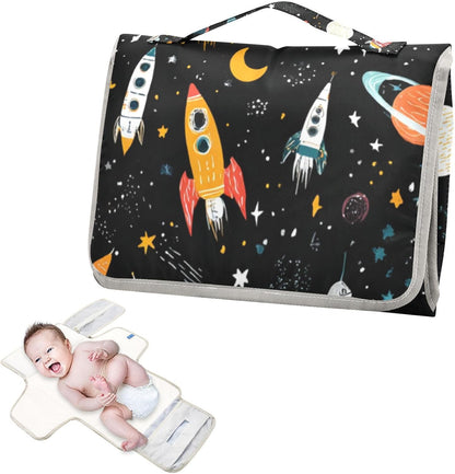 Portable Diaper Changing Pad Waterproof Foldable Travel Changing Mat with Built-in Pillow for Newborn Girls Boys Toddlers Moms Dads Parents Cherry Blossom - Colors A