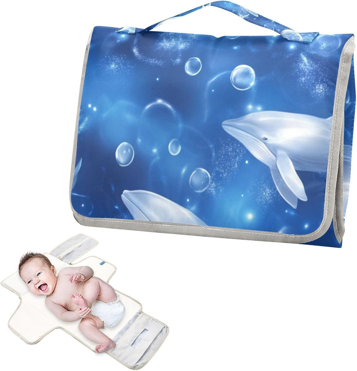 Portable Diaper Changing Pad Waterproof Foldable Travel Changing Mat with Built-in Pillow for Newborn Girls Boys Toddlers Moms Dads Parents Cherry Blossom - Colors A