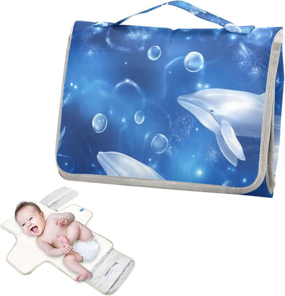 Portable Diaper Changing Pad Waterproof Foldable Travel Changing Mat with Built-in Pillow for Newborn Girls Boys Toddlers Moms Dads Parents Cherry Blossom - Colors A