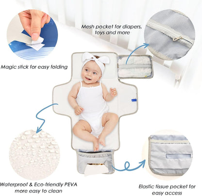 Portable Diaper Changing Pad Waterproof Foldable Travel Changing Mat with Built-in Pillow for Newborn Girls Boys Toddlers Moms Dads Parents Cherry Blossom - Colors A