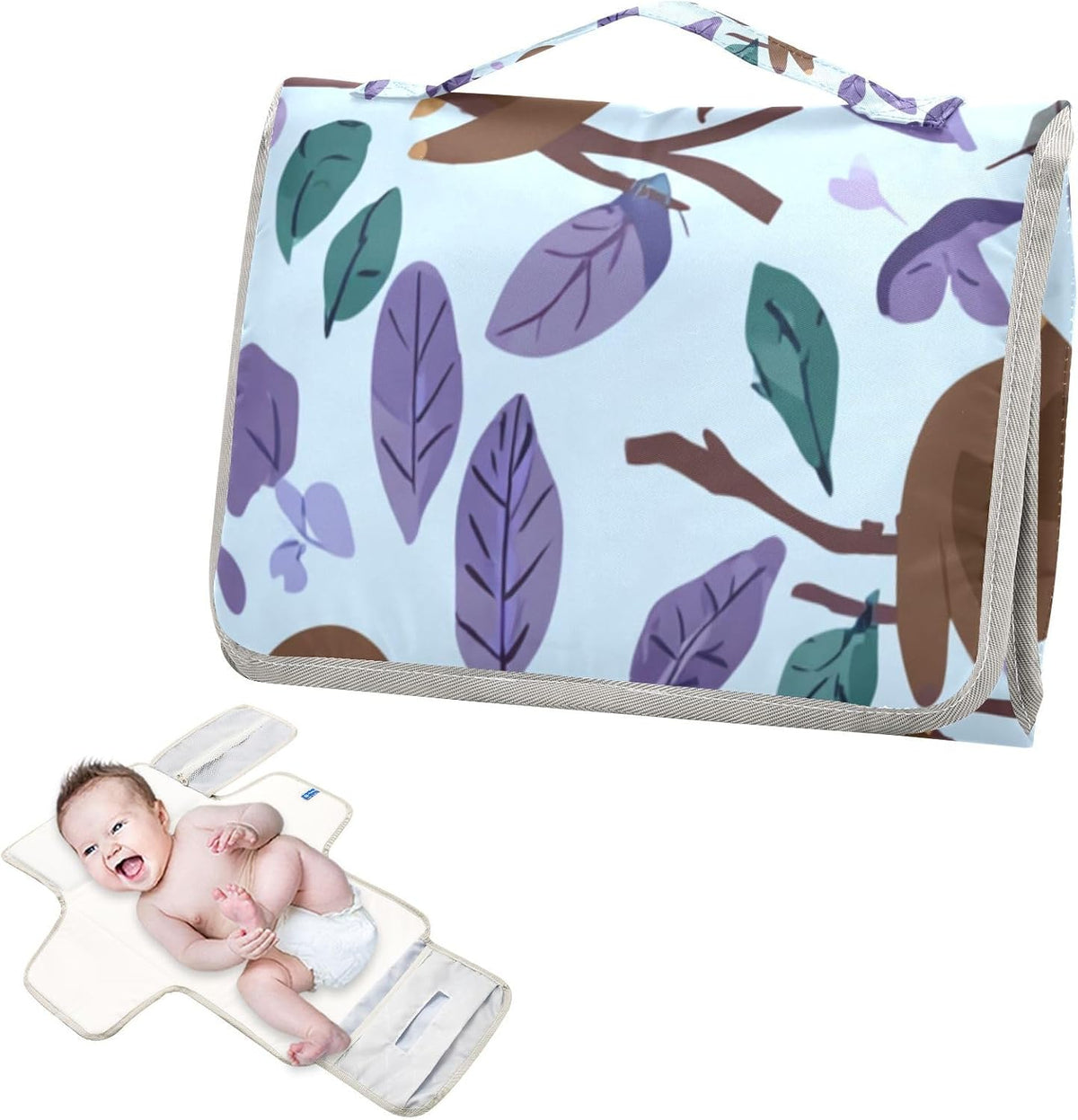Portable Diaper Changing Pad Waterproof Foldable Travel Changing Mat with Built-in Pillow for Newborn Girls Boys Toddlers Moms Dads Parents Cherry Blossom - Colors A
