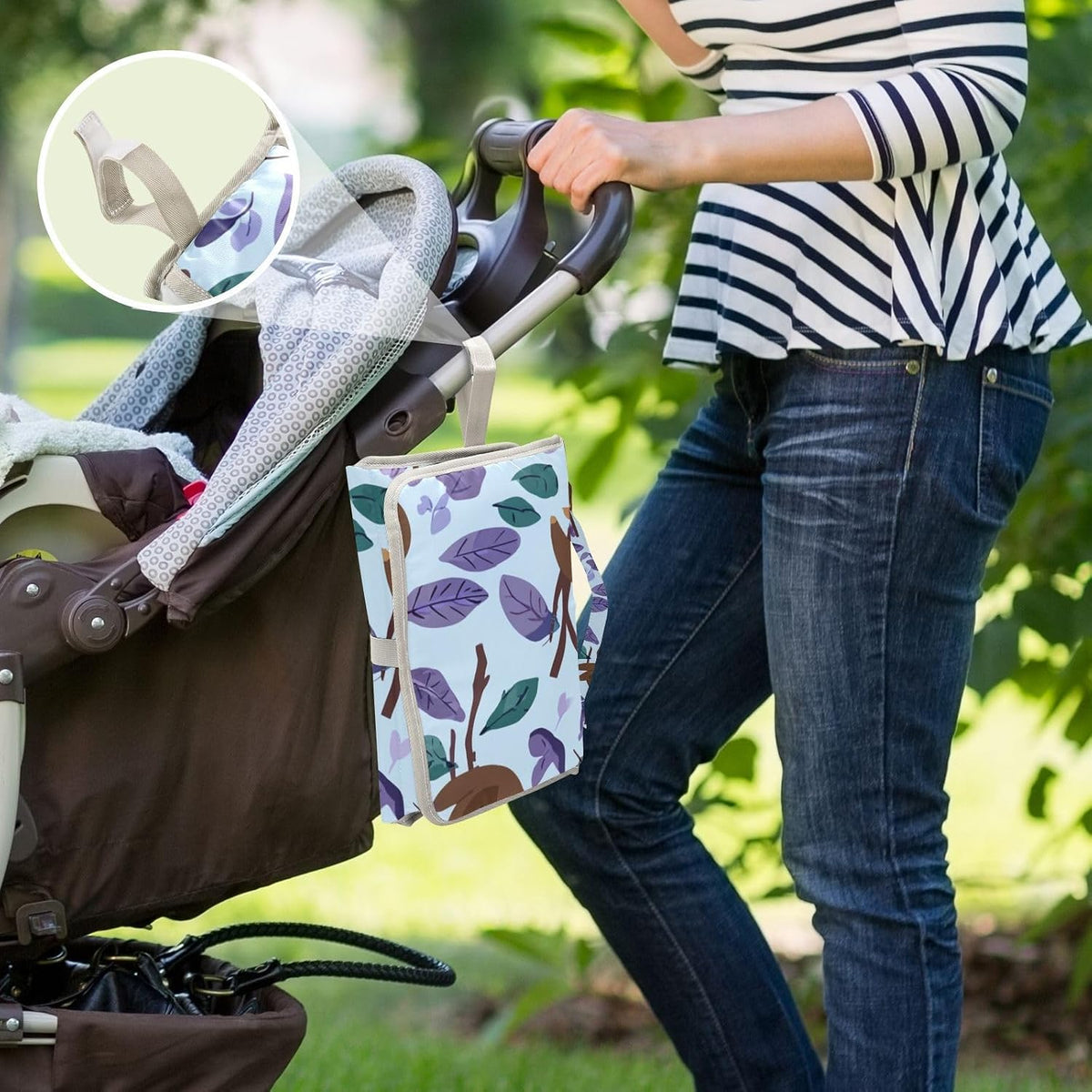 Portable Diaper Changing Pad Waterproof Foldable Travel Changing Mat with Built-in Pillow for Newborn Girls Boys Toddlers Moms Dads Parents Cherry Blossom - Colors A