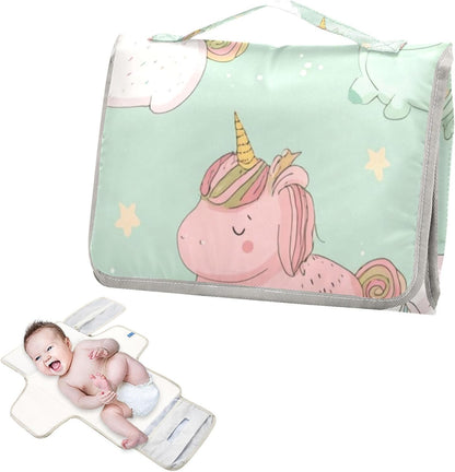 Portable Diaper Changing Pad Waterproof Foldable Travel Changing Mat with Built-in Pillow for Newborn Girls Boys Toddlers Moms Dads Parents Cherry Blossom - Colors A