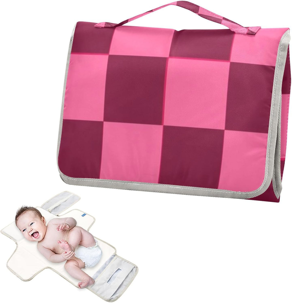 Portable Diaper Changing Pad Waterproof Foldable Travel Changing Mat with Built-in Pillow for Newborn Girls Boys Toddlers Moms Dads Parents Cherry Blossom - Colors A