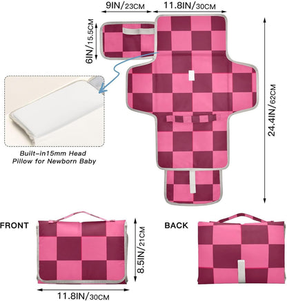 Portable Diaper Changing Pad Waterproof Foldable Travel Changing Mat with Built-in Pillow for Newborn Girls Boys Toddlers Moms Dads Parents Cherry Blossom - Colors A