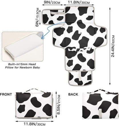 Portable Diaper Changing Pad Waterproof Foldable Travel Changing Mat with Built-in Pillow for Newborn Girls Boys Toddlers Moms Dads Parents Cherry Blossom - Colors A