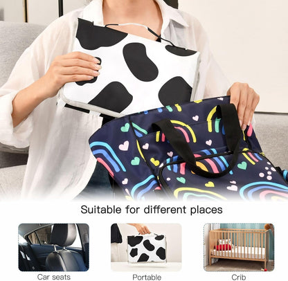 Portable Diaper Changing Pad Waterproof Foldable Travel Changing Mat with Built-in Pillow for Newborn Girls Boys Toddlers Moms Dads Parents Cherry Blossom - Colors A