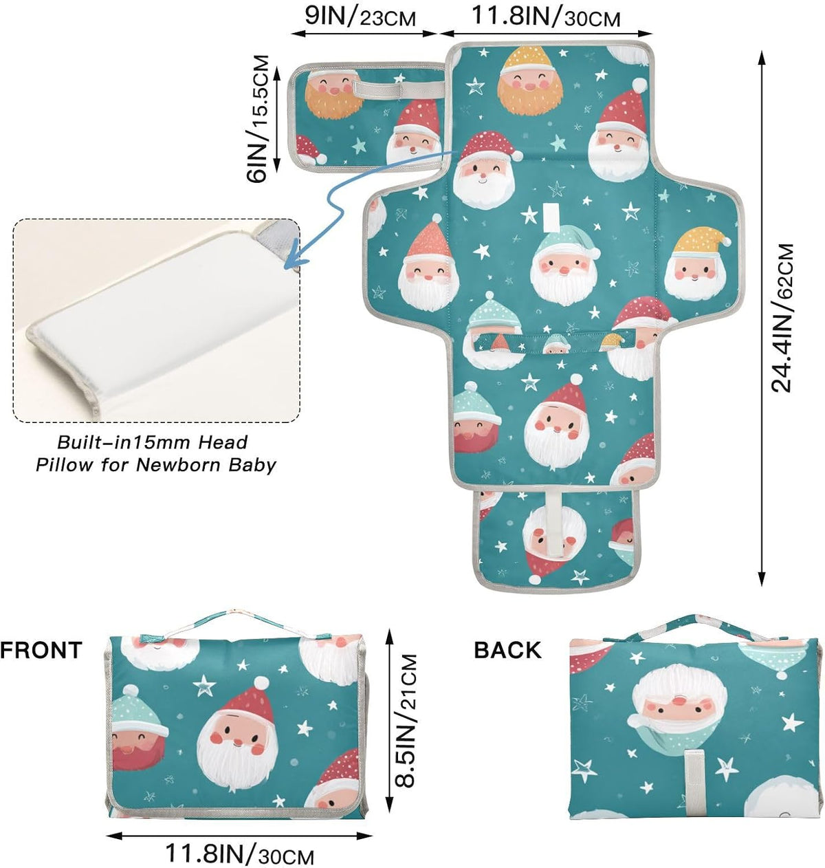 Portable Diaper Changing Pad Waterproof Foldable Travel Changing Mat with Built-in Pillow for Newborn Girls Boys Toddlers Moms Dads Parents Cherry Blossom - Colors A