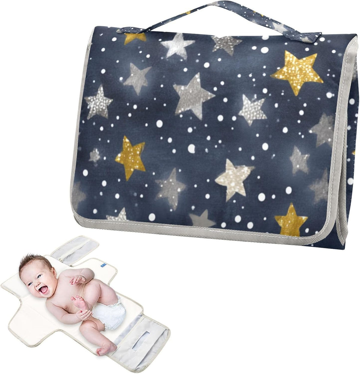 Portable Diaper Changing Pad Waterproof Foldable Travel Changing Mat with Built-in Pillow for Newborn Girls Boys Toddlers Moms Dads Parents Cherry Blossom - Colors A