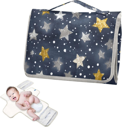 Portable Diaper Changing Pad Waterproof Foldable Travel Changing Mat with Built-in Pillow for Newborn Girls Boys Toddlers Moms Dads Parents Cherry Blossom - Colors A