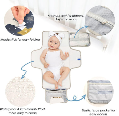 Portable Diaper Changing Pad Waterproof Foldable Travel Changing Mat with Built-in Pillow for Newborn Girls Boys Toddlers Moms Dads Parents Cherry Blossom - Colors A