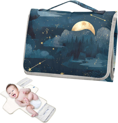 Portable Diaper Changing Pad Waterproof Foldable Travel Changing Mat with Built-in Pillow for Newborn Girls Boys Toddlers Moms Dads Parents Cherry Blossom - Colors A