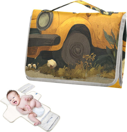Portable Diaper Changing Pad Waterproof Foldable Travel Changing Mat with Built-in Pillow for Newborn Girls Boys Toddlers Moms Dads Parents Cherry Blossom - Colors A