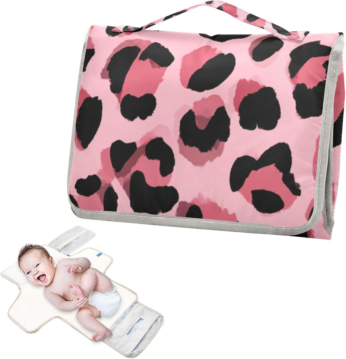 Portable Diaper Changing Pad Waterproof Foldable Travel Changing Mat with Built-in Pillow for Newborn Girls Boys Toddlers Moms Dads Parents Cherry Blossom - Colors A