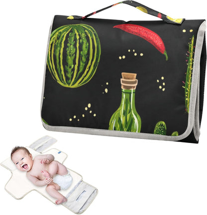 Portable Diaper Changing Pad Waterproof Foldable Travel Changing Mat with Built-in Pillow for Newborn Girls Boys Toddlers Moms Dads Parents Cherry Blossom - Colors A