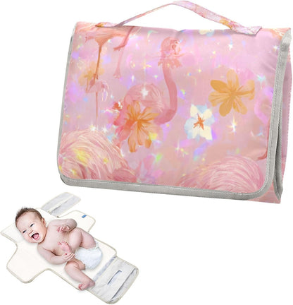Portable Diaper Changing Pad Waterproof Foldable Travel Changing Mat with Built-in Pillow for Newborn Girls Boys Toddlers Moms Dads Parents Cherry Blossom - Colors A
