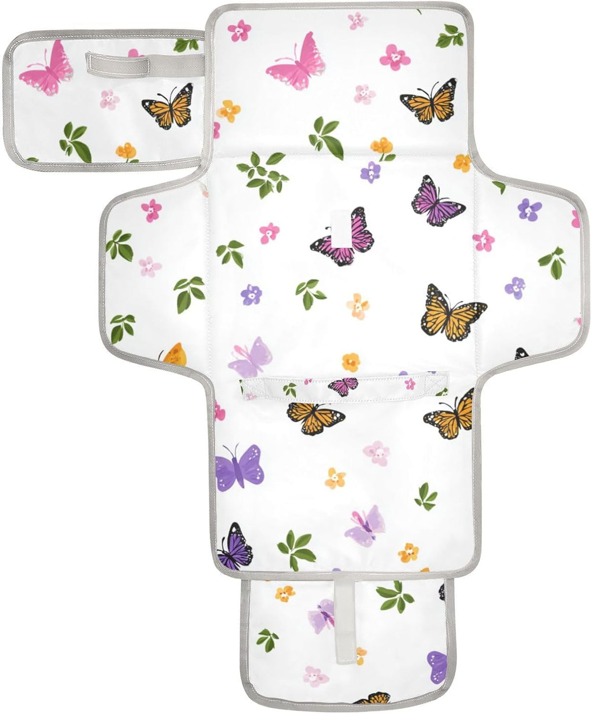 Portable Diaper Changing Pad Waterproof Foldable Travel Changing Mat with Built-in Pillow for Newborn Girls Boys Toddlers Moms Dads Parents Cherry Blossom - Colors A