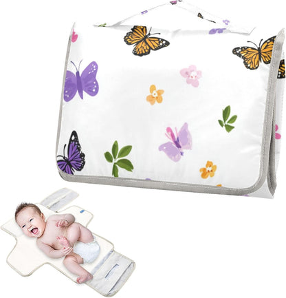 Portable Diaper Changing Pad Waterproof Foldable Travel Changing Mat with Built-in Pillow for Newborn Girls Boys Toddlers Moms Dads Parents Cherry Blossom - Colors A