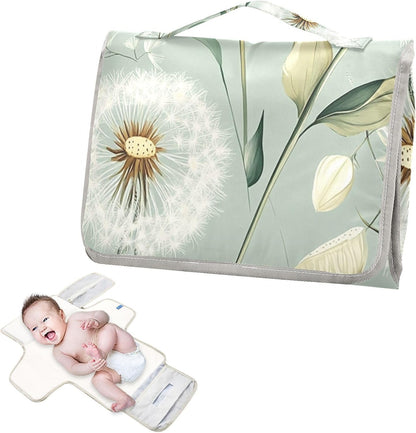 Portable Diaper Changing Pad Waterproof Foldable Travel Changing Mat with Built-in Pillow for Newborn Girls Boys Toddlers Moms Dads Parents Cherry Blossom - Colors A