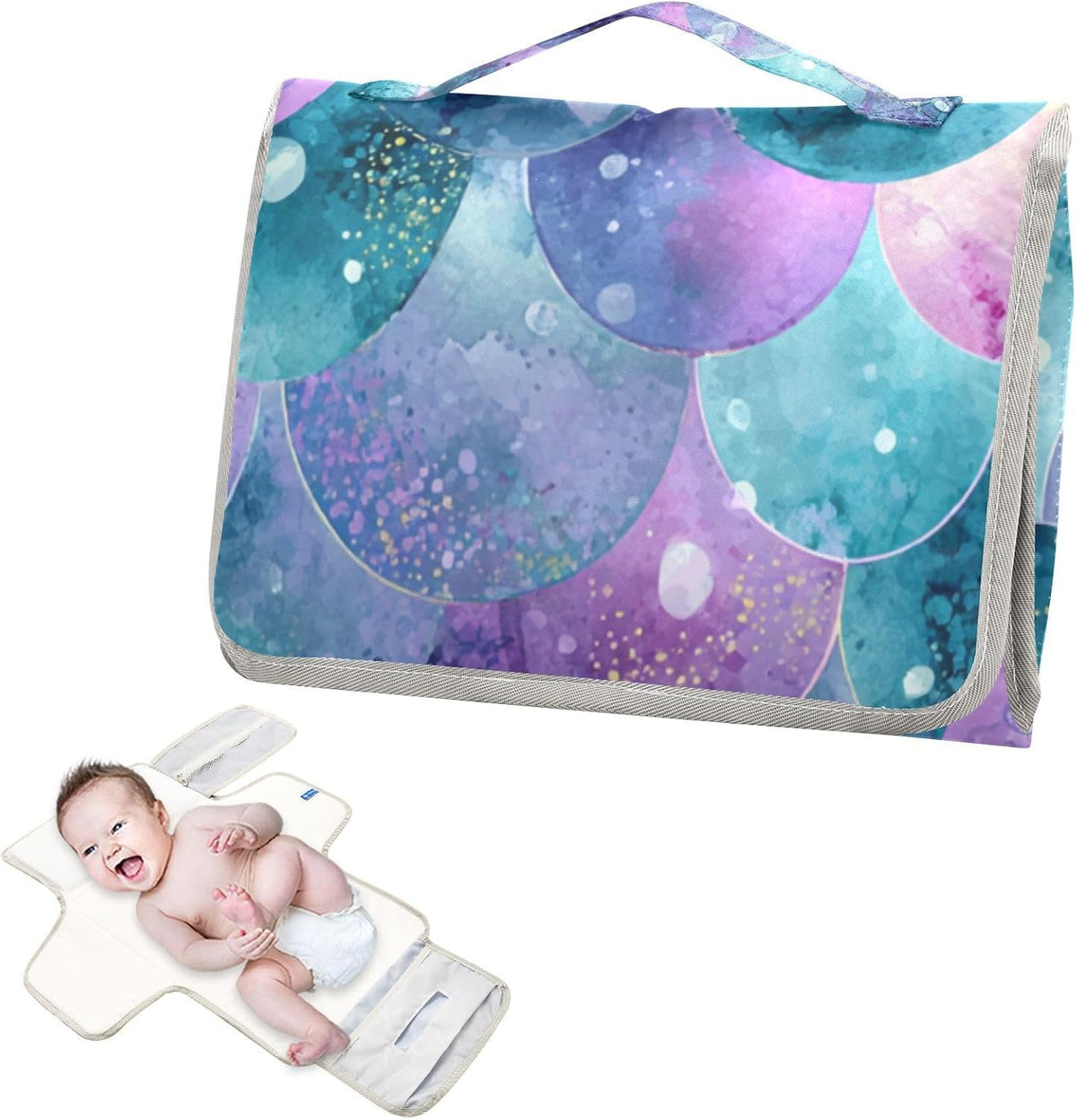 Portable Diaper Changing Pad Waterproof Foldable Travel Changing Mat with Built-in Pillow for Newborn Girls Boys Toddlers Moms Dads Parents Cherry Blossom - Colors A