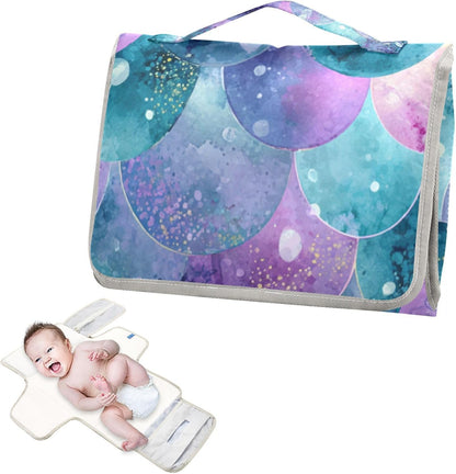 Portable Diaper Changing Pad Waterproof Foldable Travel Changing Mat with Built-in Pillow for Newborn Girls Boys Toddlers Moms Dads Parents Cherry Blossom - Colors A