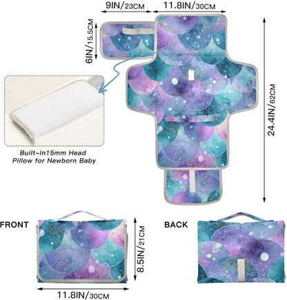 Portable Diaper Changing Pad Waterproof Foldable Travel Changing Mat with Built-in Pillow for Newborn Girls Boys Toddlers Moms Dads Parents Cherry Blossom - Colors A