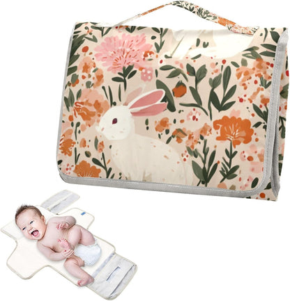 Portable Diaper Changing Pad Waterproof Foldable Travel Changing Mat with Built-in Pillow for Newborn Girls Boys Toddlers Moms Dads Parents Cherry Blossom - Colors A