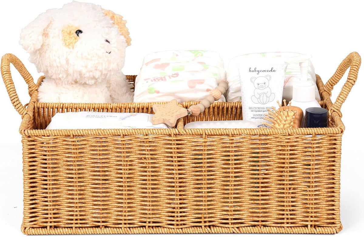 Rattan Diaper Caddy Organizer Changing Table Organizer