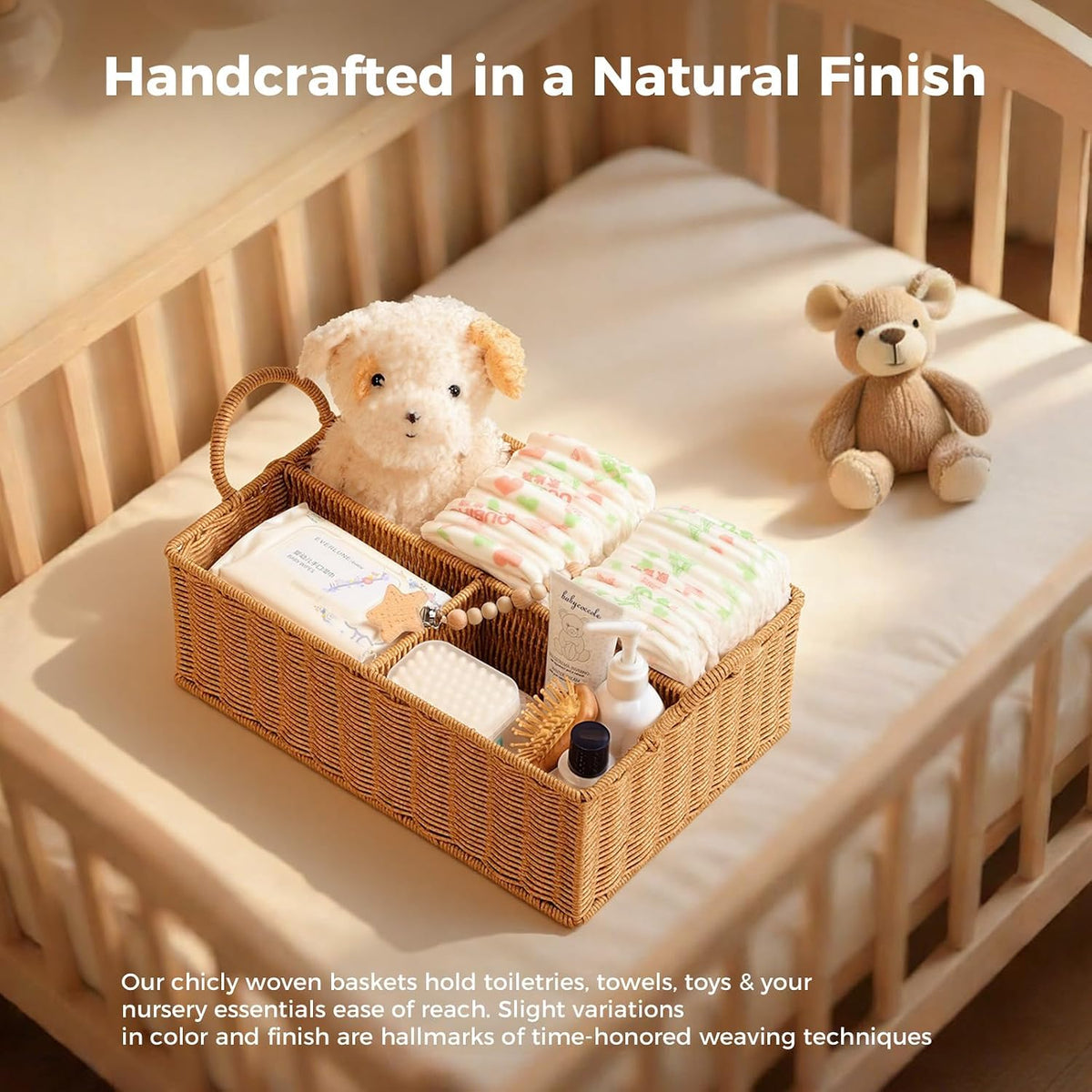 Rattan Diaper Caddy Organizer Changing Table Organizer