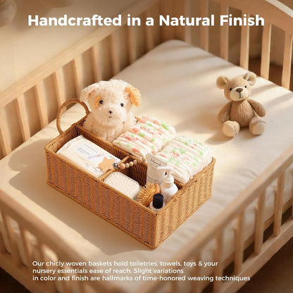Rattan Diaper Caddy Organizer Changing Table Organizer