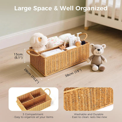 Rattan Diaper Caddy Organizer Changing Table Organizer