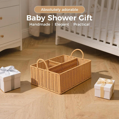 Rattan Diaper Caddy Organizer Changing Table Organizer