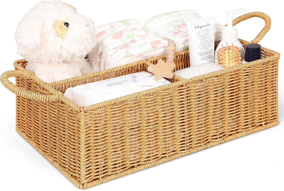 Rattan Diaper Caddy Organizer Changing Table Organizer