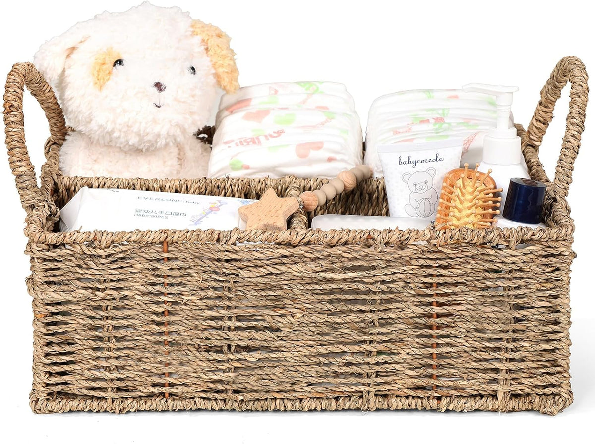 Rattan Diaper Caddy Organizer Changing Table Organizer