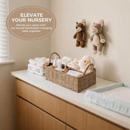 Rattan Diaper Caddy Organizer Changing Table Organizer