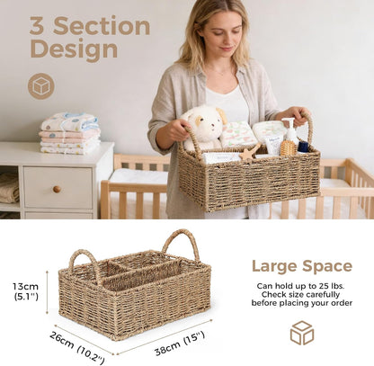 Rattan Diaper Caddy Organizer Changing Table Organizer