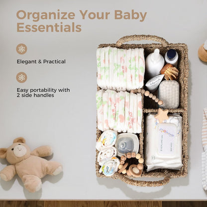 Rattan Diaper Caddy Organizer Changing Table Organizer