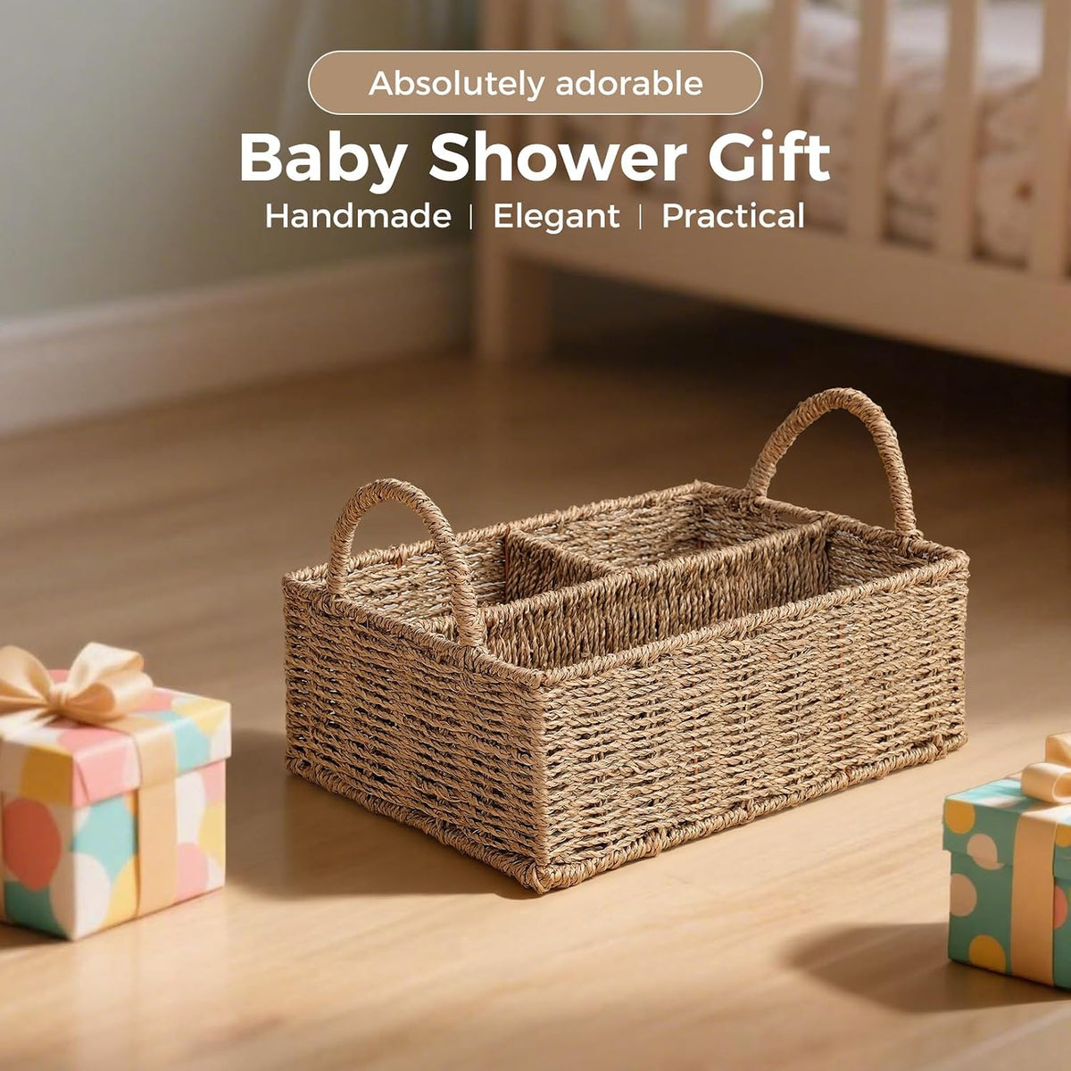 Rattan Diaper Caddy Organizer Changing Table Organizer