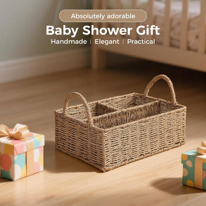 Rattan Diaper Caddy Organizer Changing Table Organizer