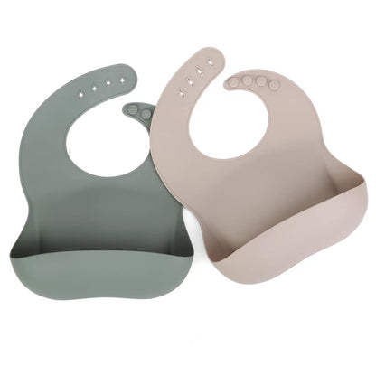 Silicone Bibs Set for Babies 2 Pack 6 M+ (Mauve/Baby Pink)