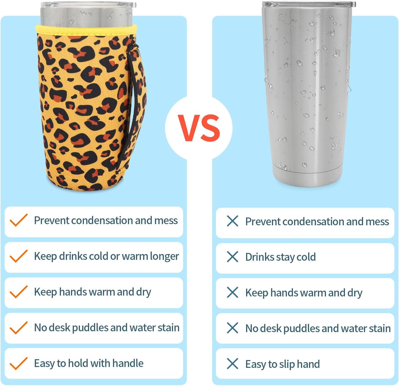 Cup Holder with Handle, 20oz-24oz Tumbler Cups, Tropical | Neoprene, Insulator Bottle Sleeve, Reusable Iced Coffee Sleeve For 30oz - 32oz Large Coffee Cups - Colors A