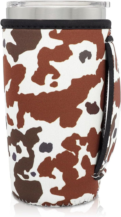 Cup Holder with Handle, 20oz-24oz Tumbler Cups, Tropical | Neoprene, Insulator Bottle Sleeve, Reusable Iced Coffee Sleeve For 30oz - 32oz Large Coffee Cups - Colors A