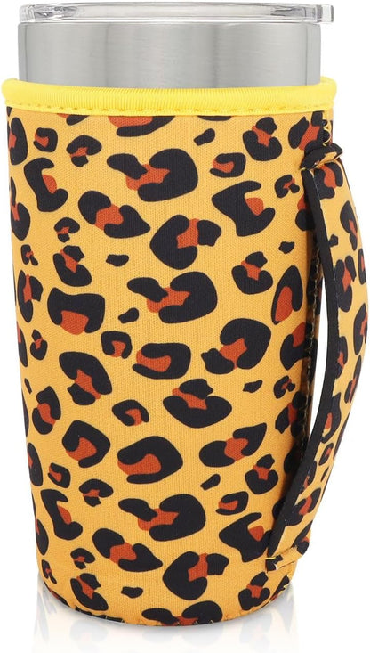 Cup Holder with Handle, 20oz-24oz Tumbler Cups, Tropical | Neoprene, Insulator Bottle Sleeve, Reusable Iced Coffee Sleeve For 30oz - 32oz Large Coffee Cups - Colors A
