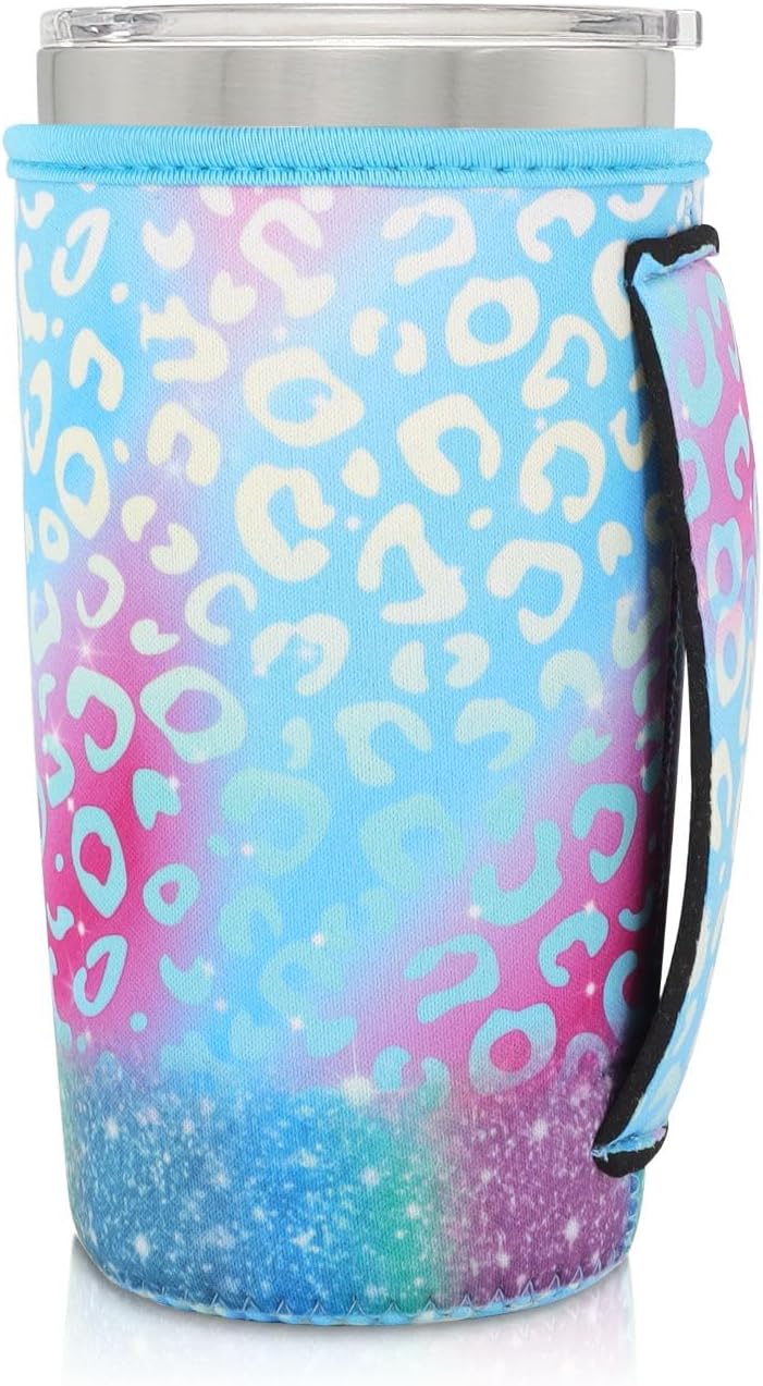 Cup Holder with Handle, 20oz-24oz Tumbler Cups, Tropical | Neoprene, Insulator Bottle Sleeve, Reusable Iced Coffee Sleeve For 30oz - 32oz Large Coffee Cups - Colors A