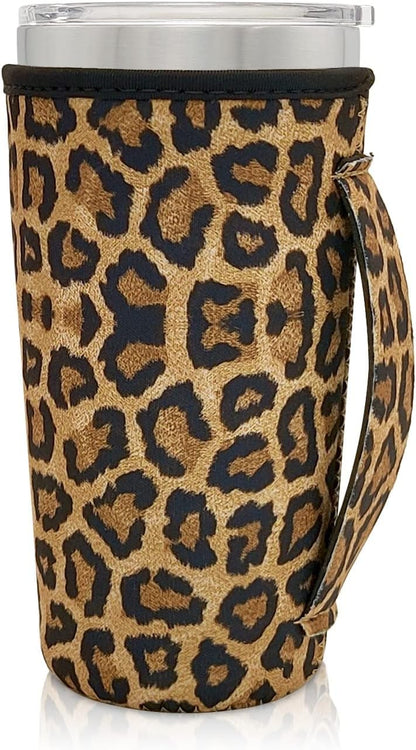 Cup Holder with Handle, 20oz-24oz Tumbler Cups, Tropical | Neoprene, Insulator Bottle Sleeve, Reusable Iced Coffee Sleeve For 30oz - 32oz Large Coffee Cups - Colors A