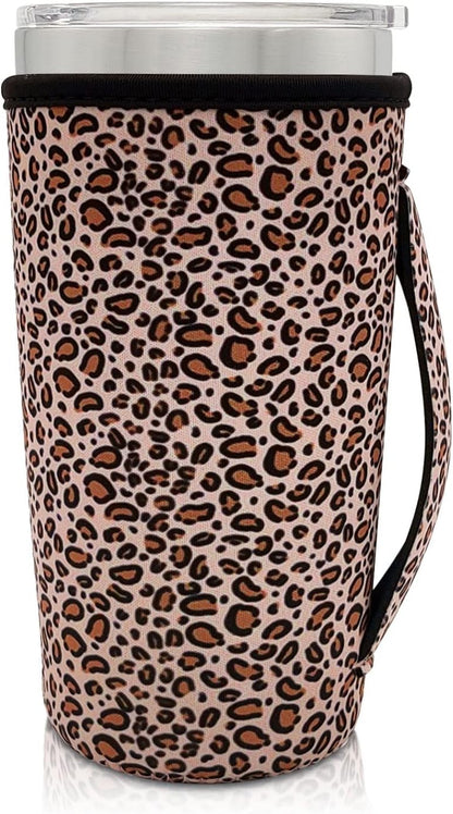 Cup Holder with Handle, 20oz-24oz Tumbler Cups, Tropical | Neoprene, Insulator Bottle Sleeve, Reusable Iced Coffee Sleeve For 30oz - 32oz Large Coffee Cups - Colors A