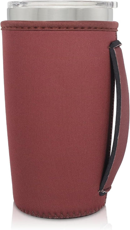 Cup Holder with Handle, 20oz-24oz Tumbler Cups, Tropical | Neoprene, Insulator Bottle Sleeve, Reusable Iced Coffee Sleeve For 30oz - 32oz Large Coffee Cups - Colors A